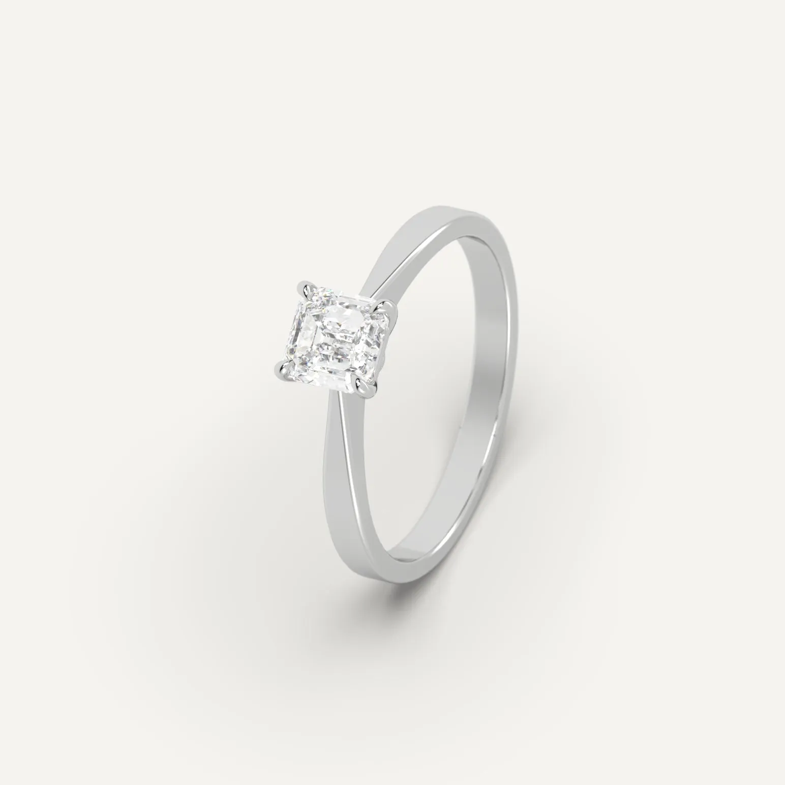 1 carat Asscher Cut Diamond Ring