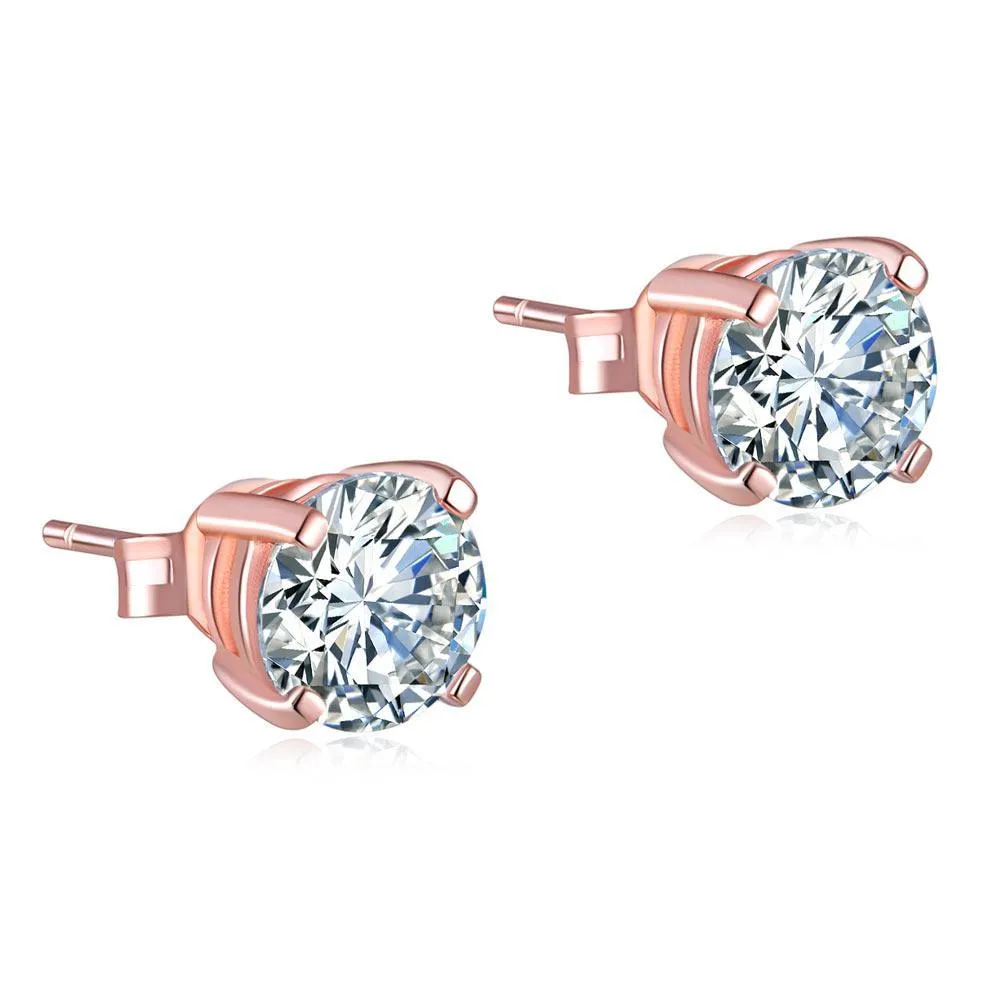 1 Carat Created Zirconia Stud Earrings 925 Sterling Silver Rose Gold Plated  MXFE8151