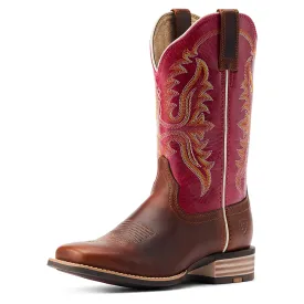 10044441 Ariat Women's Olena Western Boot - Vintage Caramel / Berry Rouge