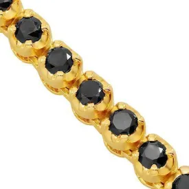 10k Yellow Gold Mens Black Diamond Tennis Chain 5 mm 19.8 Ctw