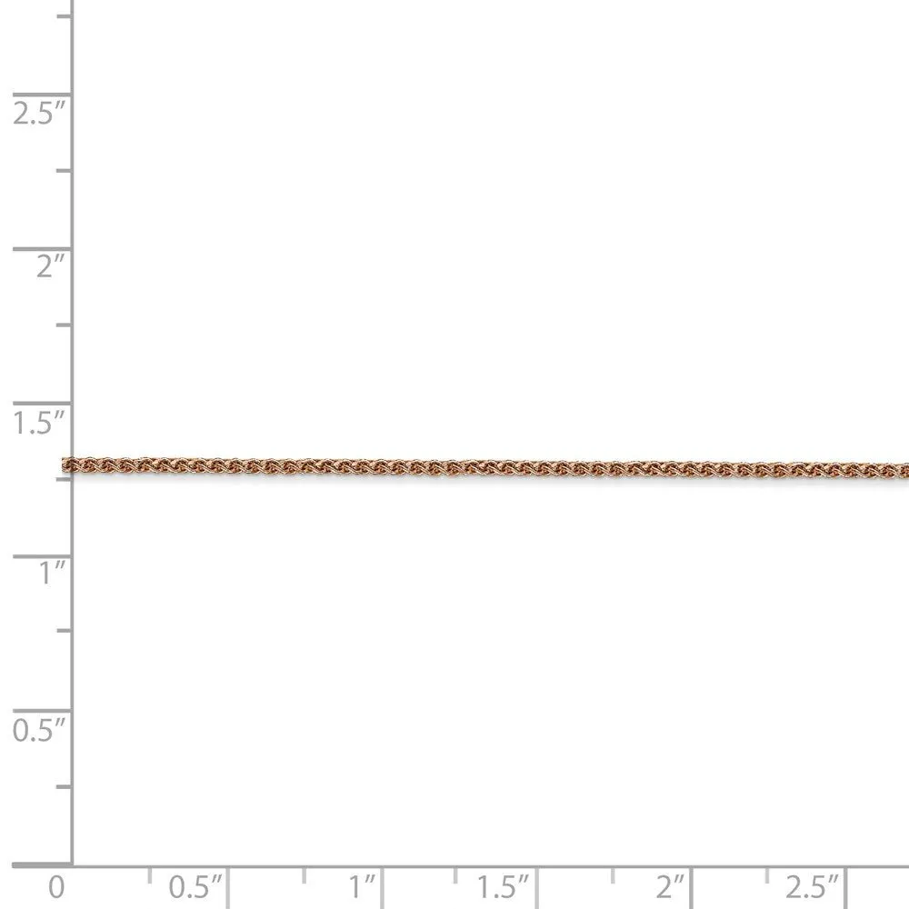 1.2mm, 14k Rose Gold, Diamond Cut Solid Spiga Chain Bracelet, 7 Inch