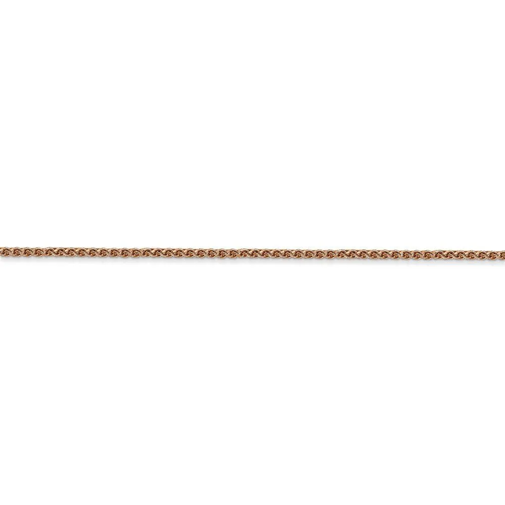 1.2mm, 14k Rose Gold, Diamond Cut Solid Spiga Chain Bracelet, 7 Inch