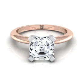 14K Rose Gold Asscher Cut  Classic Low Base Solitaire Engagement Ring