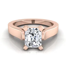 14K Rose Gold Radiant Cut Center  Cathedral Style Solitaire Engagement Ring