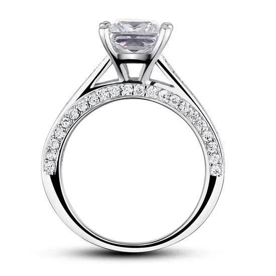 1.5 Carat Princess Cut Created Zirconia 925 Sterling Silver Wedding Engagement Ring MJXFR8009