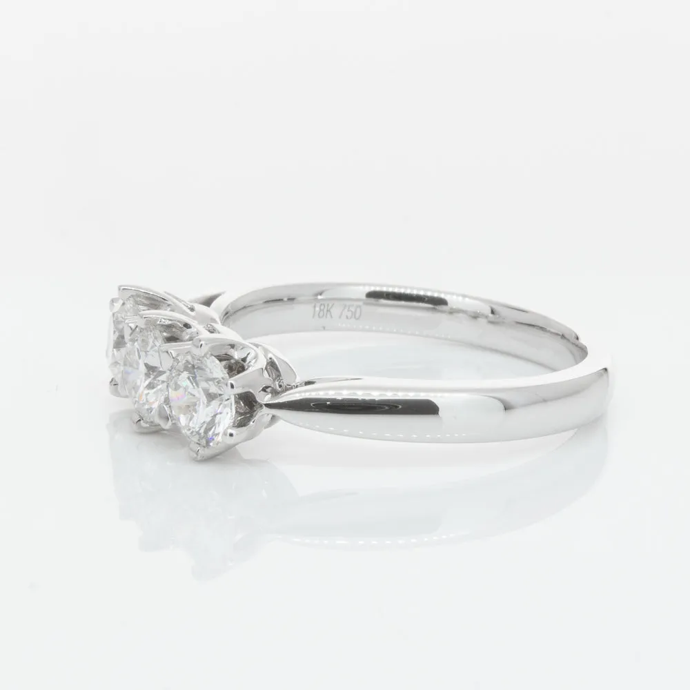 18ct White Gold 1.01ct Diamond Trilogy Ring