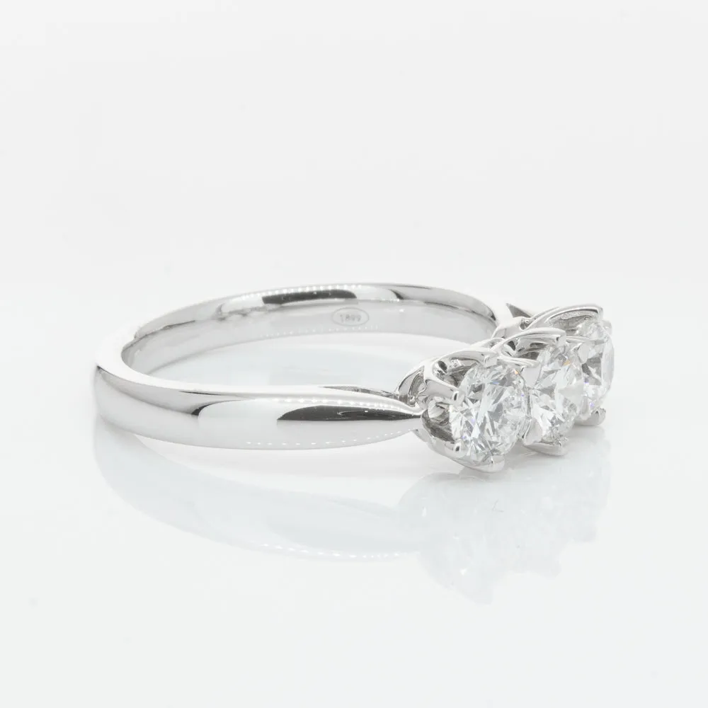 18ct White Gold 1.01ct Diamond Trilogy Ring