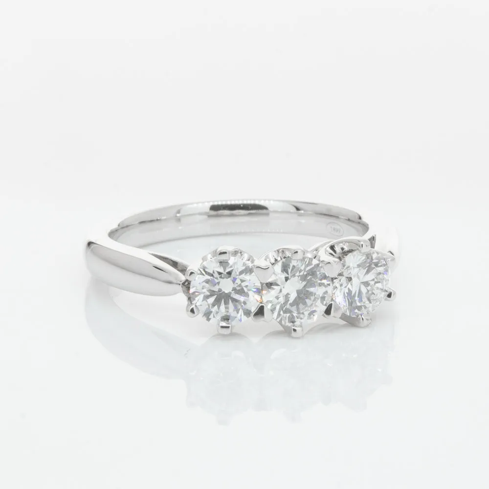 18ct White Gold 1.01ct Diamond Trilogy Ring