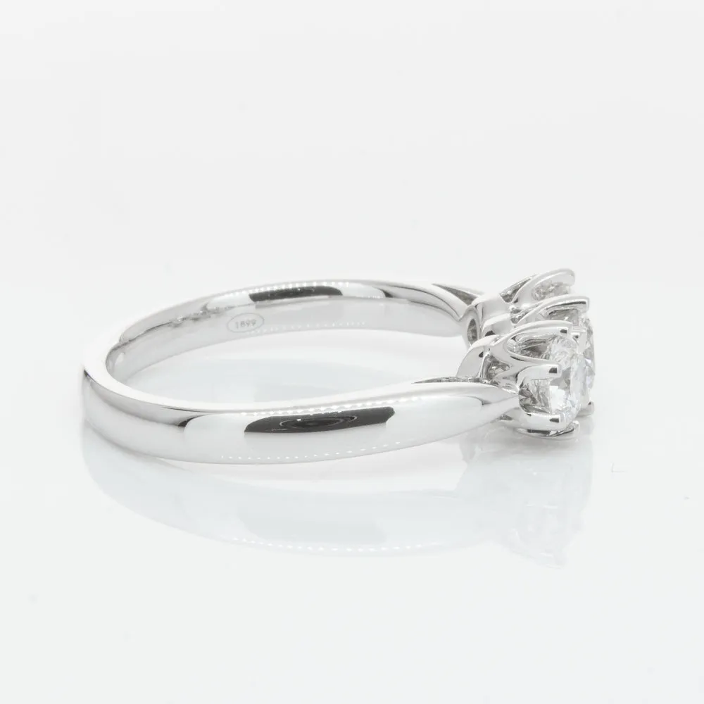 18ct White Gold 1.01ct Diamond Trilogy Ring