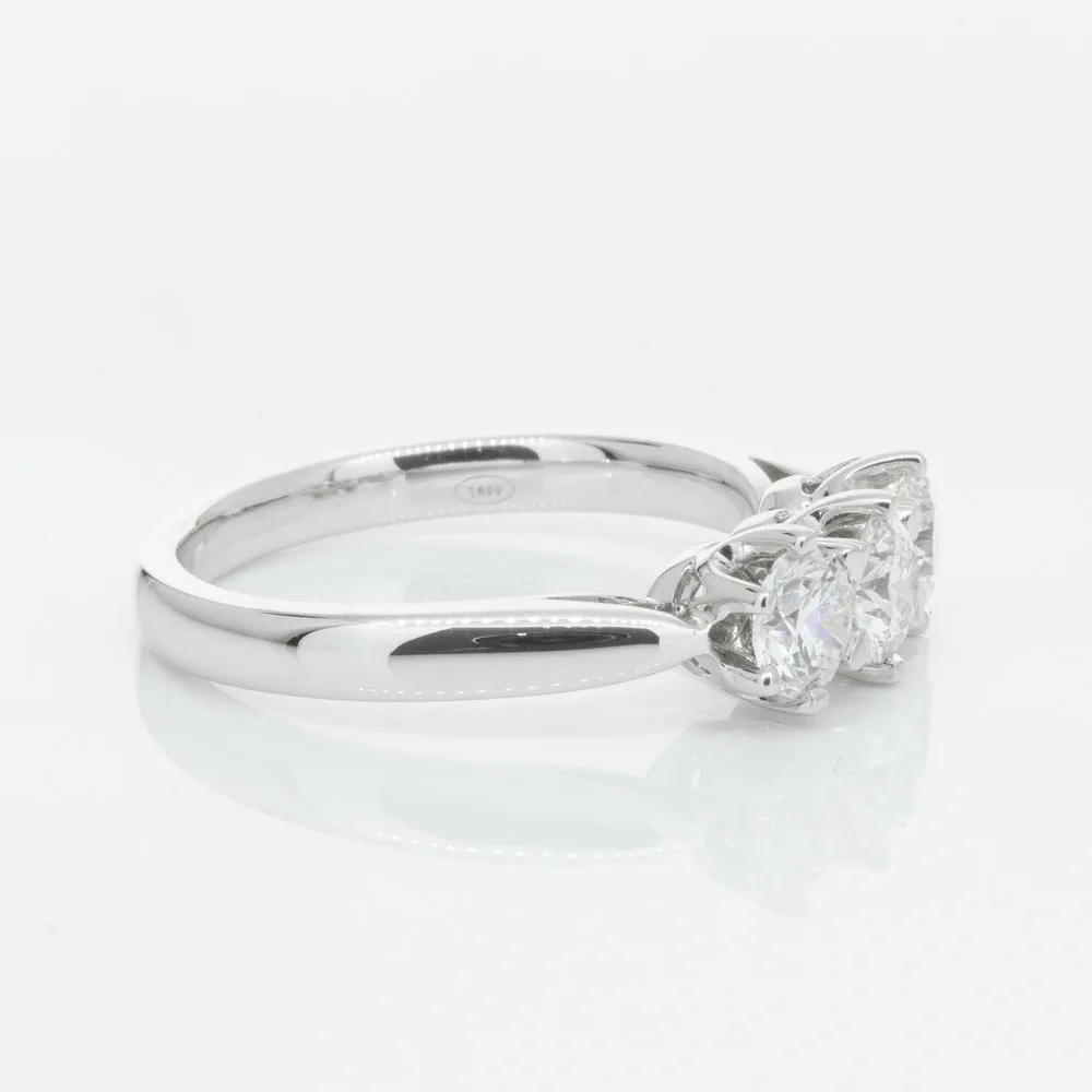 18ct White Gold 1.01ct Diamond Trilogy Ring