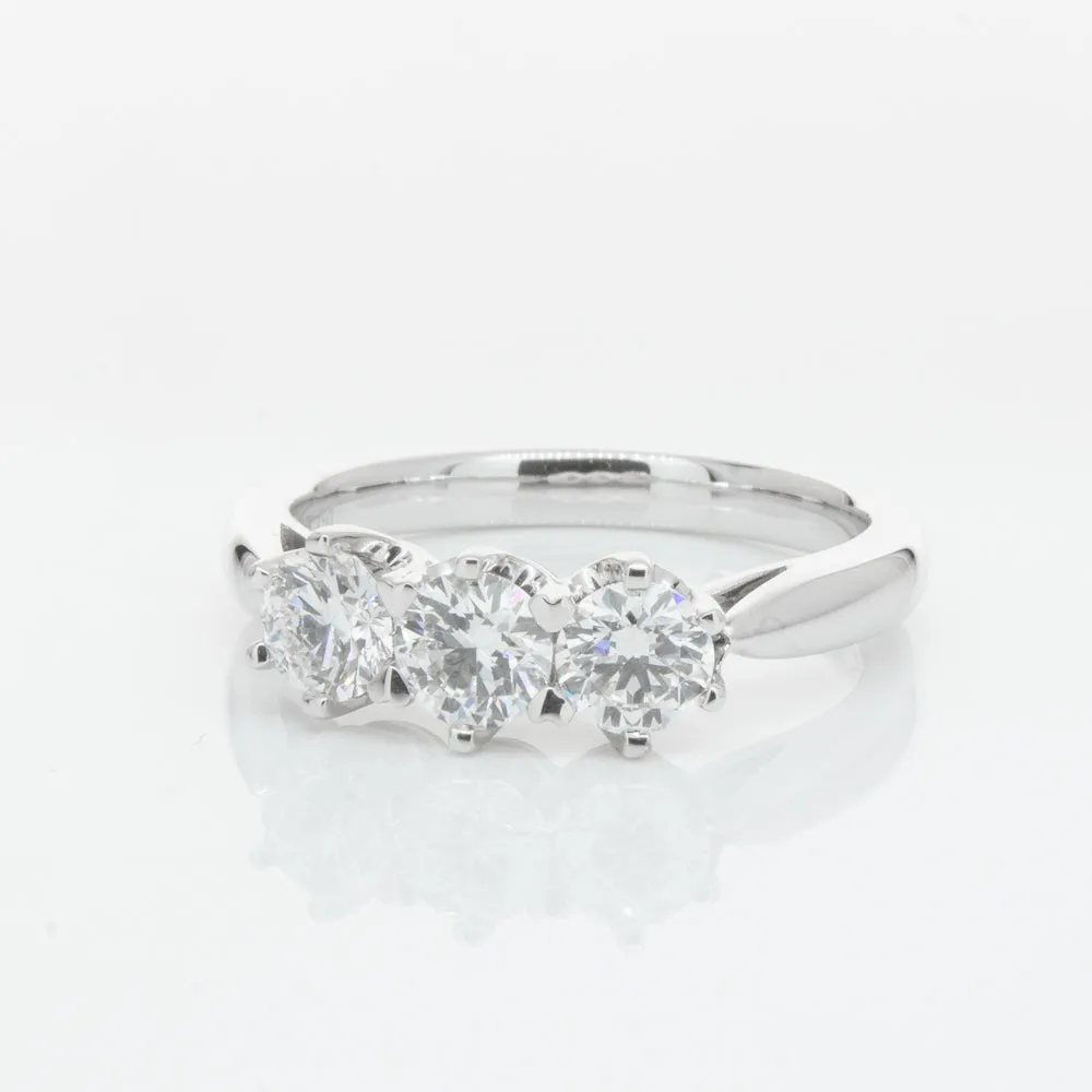 18ct White Gold 1.01ct Diamond Trilogy Ring