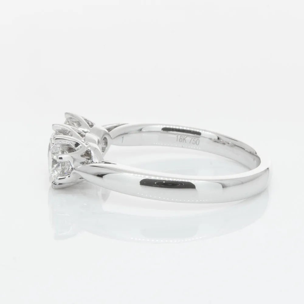 18ct White Gold 1.01ct Diamond Trilogy Ring