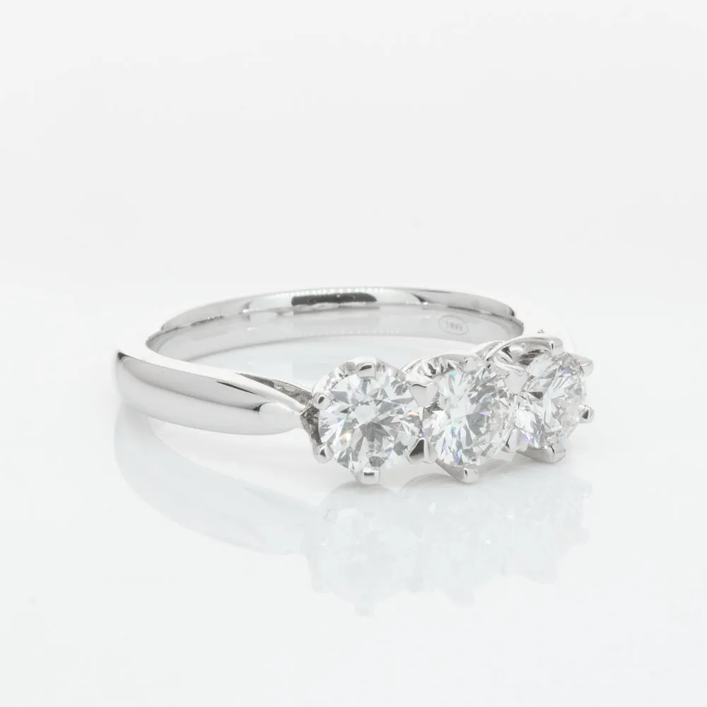 18ct White Gold 1.01ct Diamond Trilogy Ring