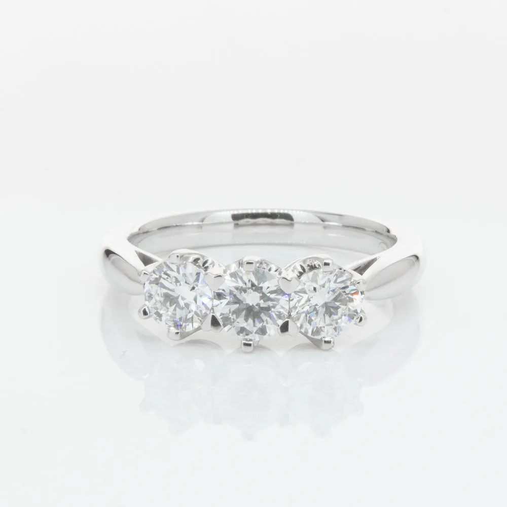 18ct White Gold 1.01ct Diamond Trilogy Ring