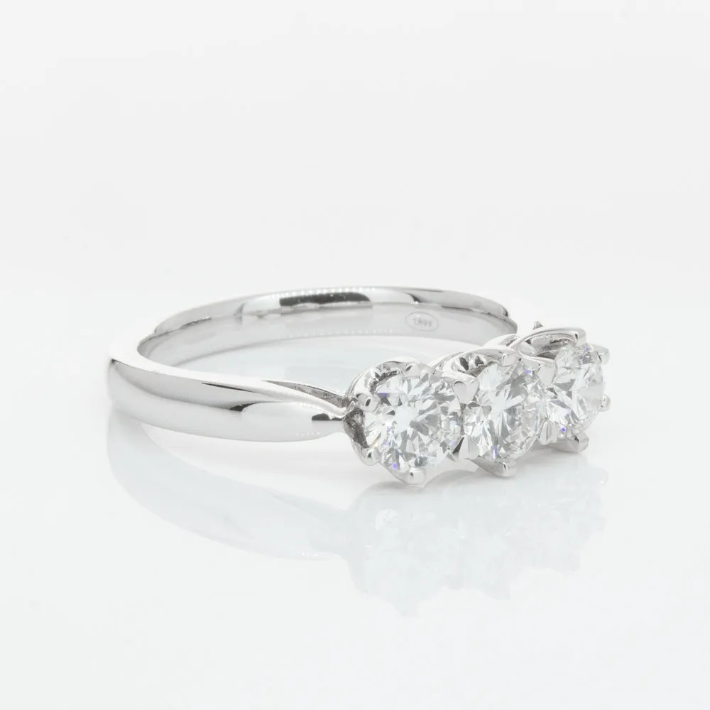 18ct White Gold 1.01ct Diamond Trilogy Ring