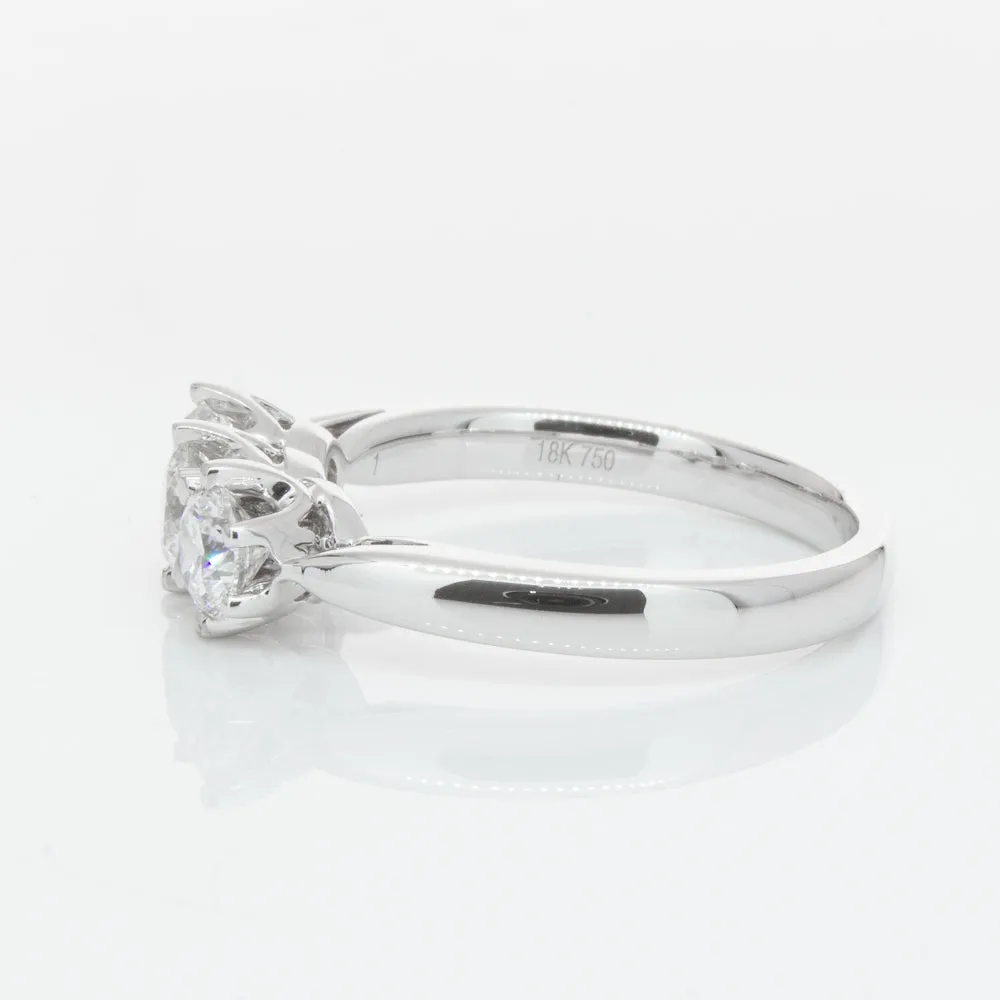 18ct White Gold 1.01ct Diamond Trilogy Ring