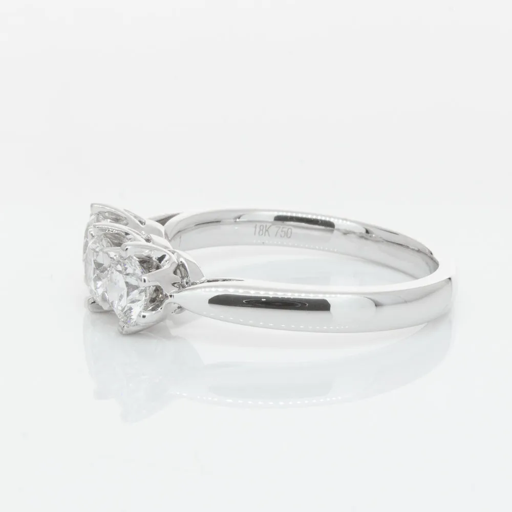 18ct White Gold 1.01ct Diamond Trilogy Ring