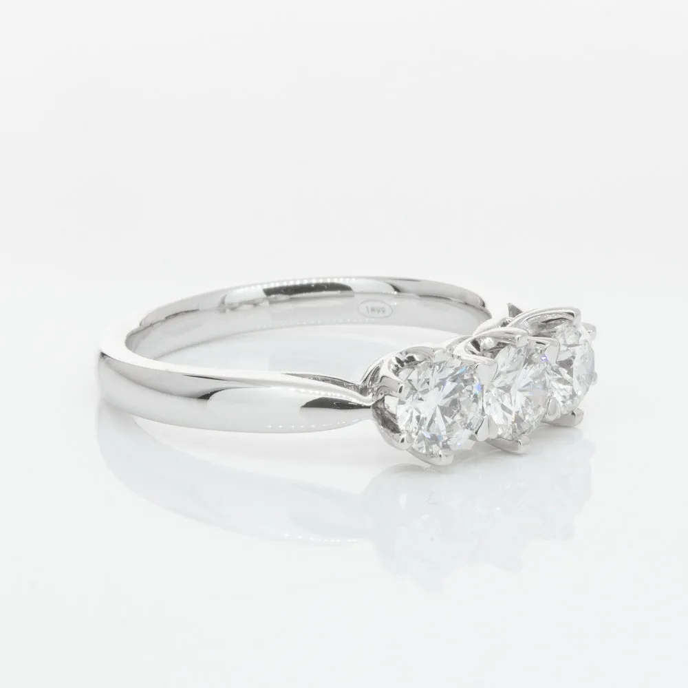 18ct White Gold 1.01ct Diamond Trilogy Ring