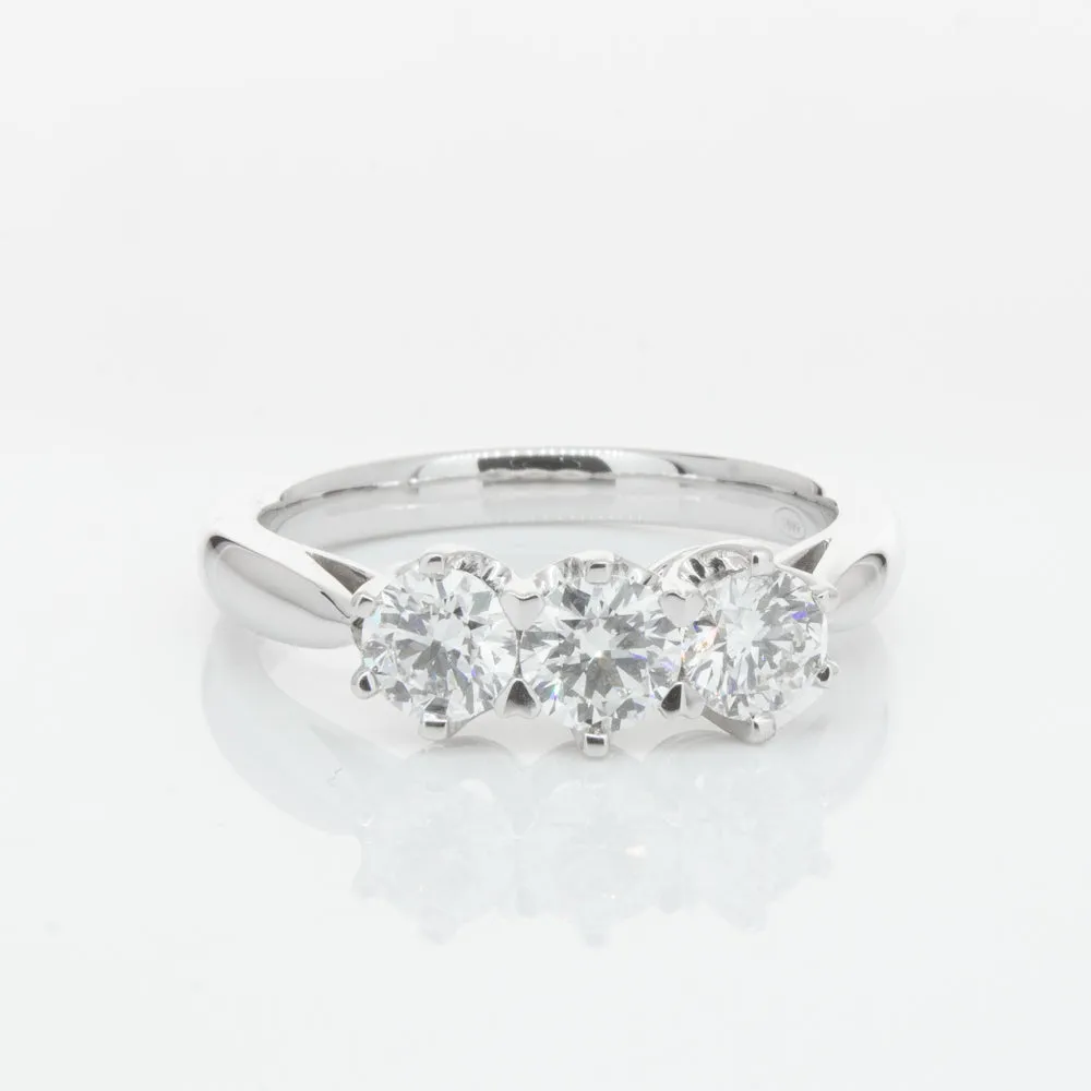 18ct White Gold 1.01ct Diamond Trilogy Ring