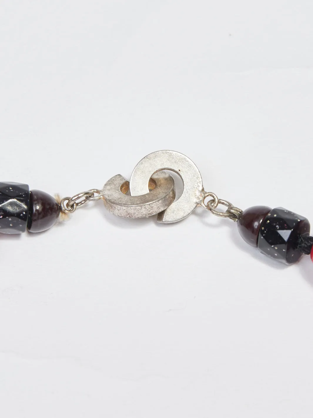 1980s necklace with red and black beads