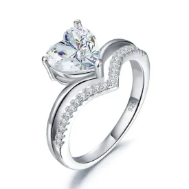 2 Carat Heart Created Cut Zirconia Engagement Ring 925 Sterling Silver MXFR8317