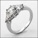 3 Stone 2 Round Trillion Prongs Cubic Zirconia Cz Ring