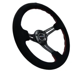 (350mm / 3in. Deep) Blk Suede w/Red Stitching & 5mm Spokes w/Slits