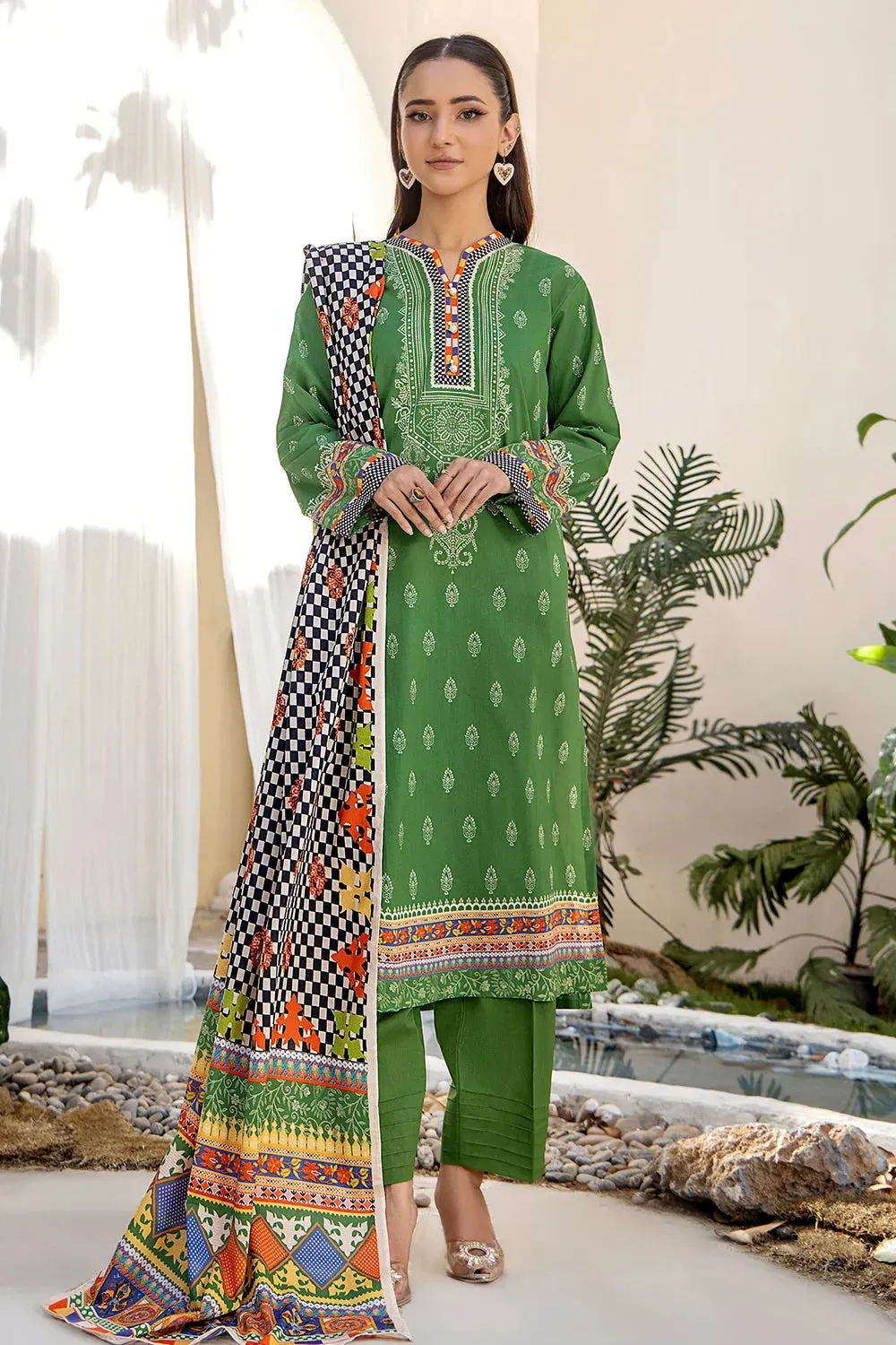 3PC Printed Unstitched Lawn Suit KLA-2412