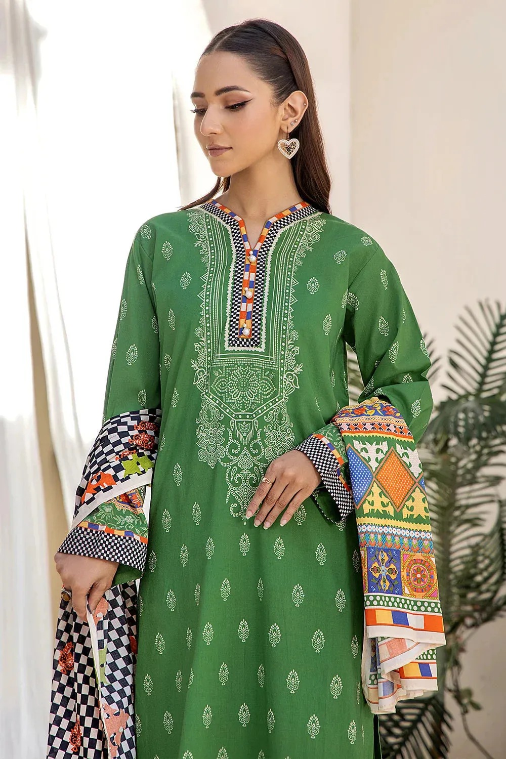 3PC Printed Unstitched Lawn Suit KLA-2412