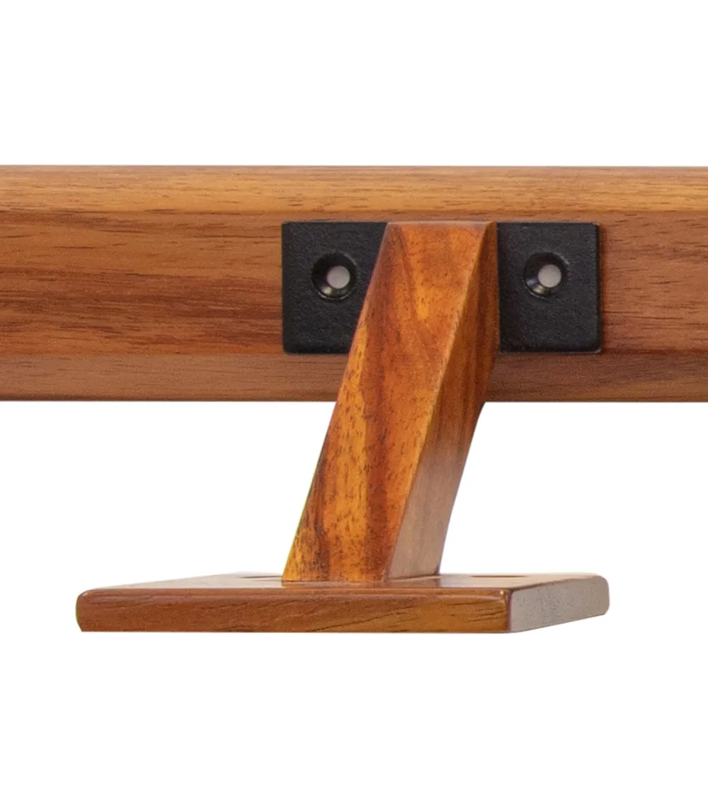 4' Solid Koa Handrail with Koa Wall Mounts