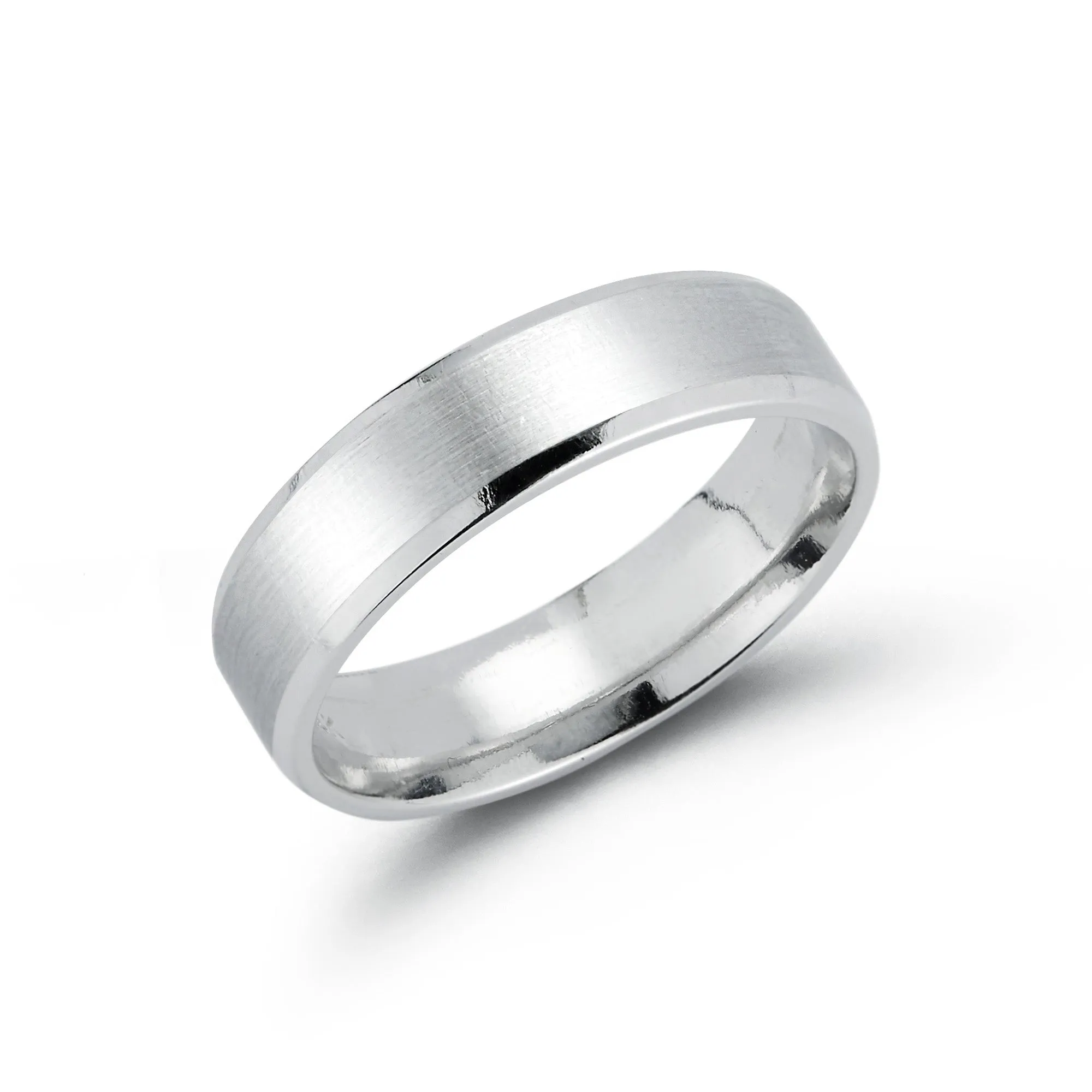 6mm Mens Flat and Beveled Edge Wedding Band