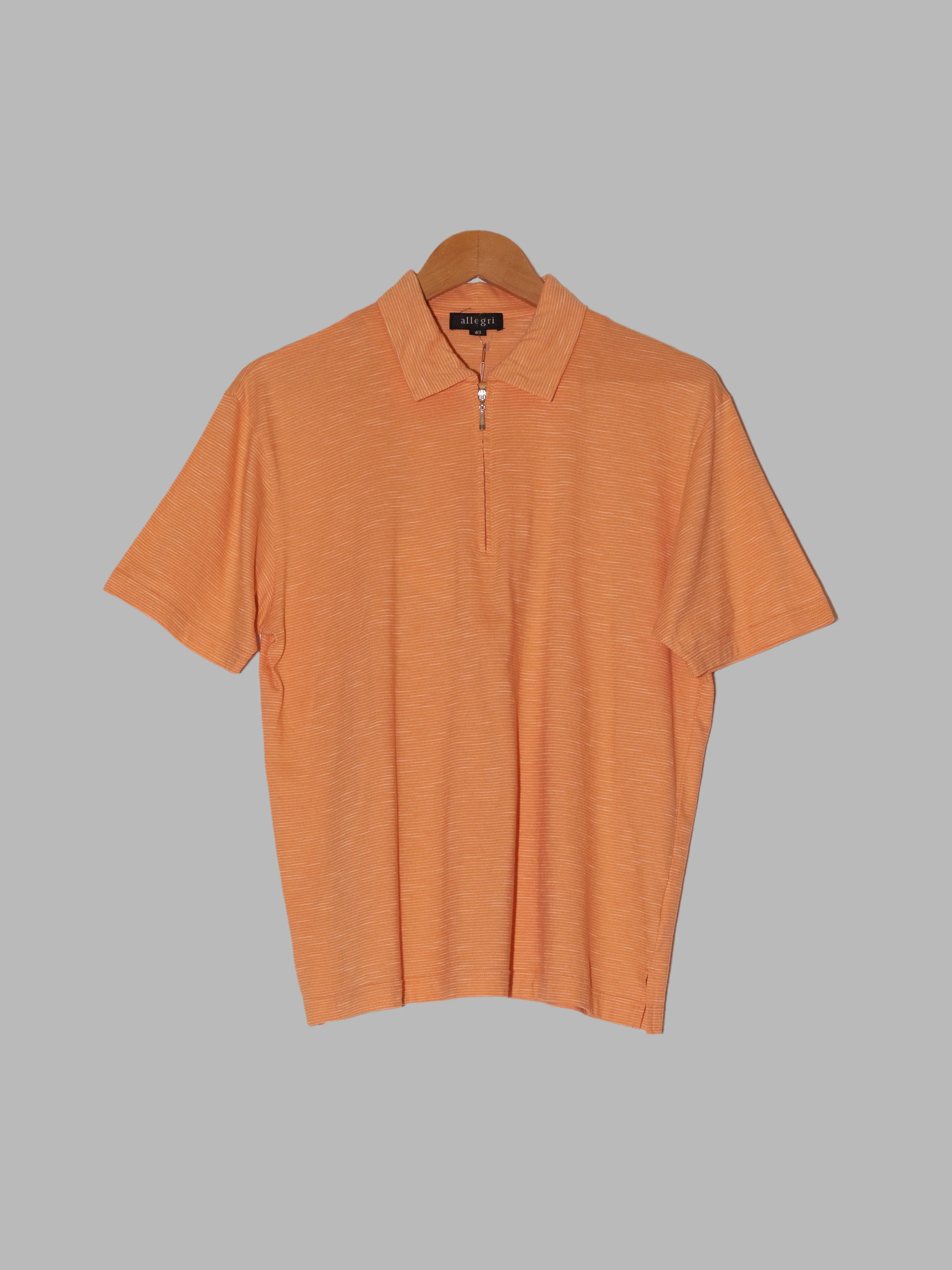 Allegri orange cotton jersey zip neck polo shirt - size 48