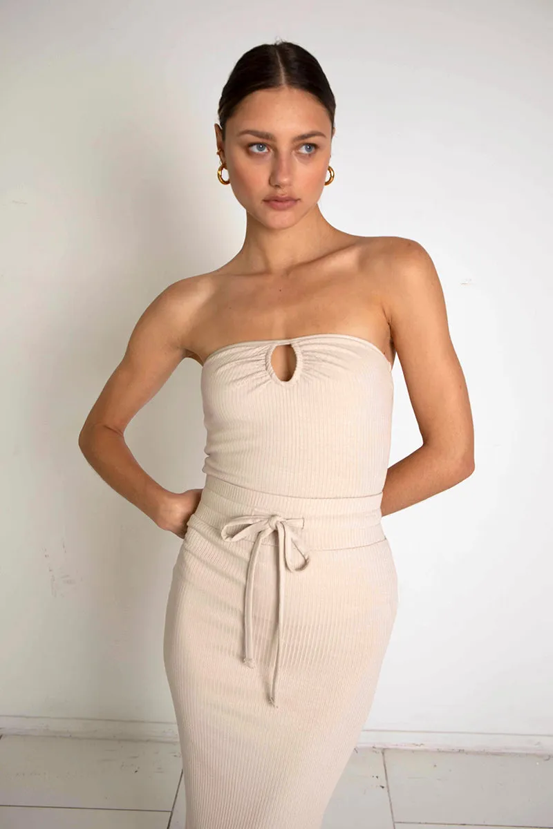 Alloy Rib Cut Out Bandeau Tank Limestone