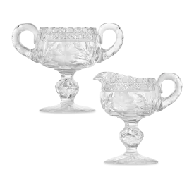 American Brilliant Period Cut Glass Creamer and Sugar Bowl