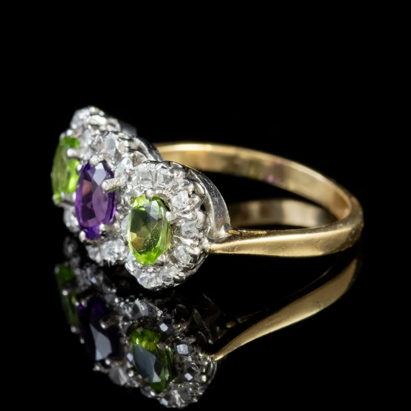 Antique Edwardian Suffragette Cluster 18Ct Trilogy Ring Circa 1910