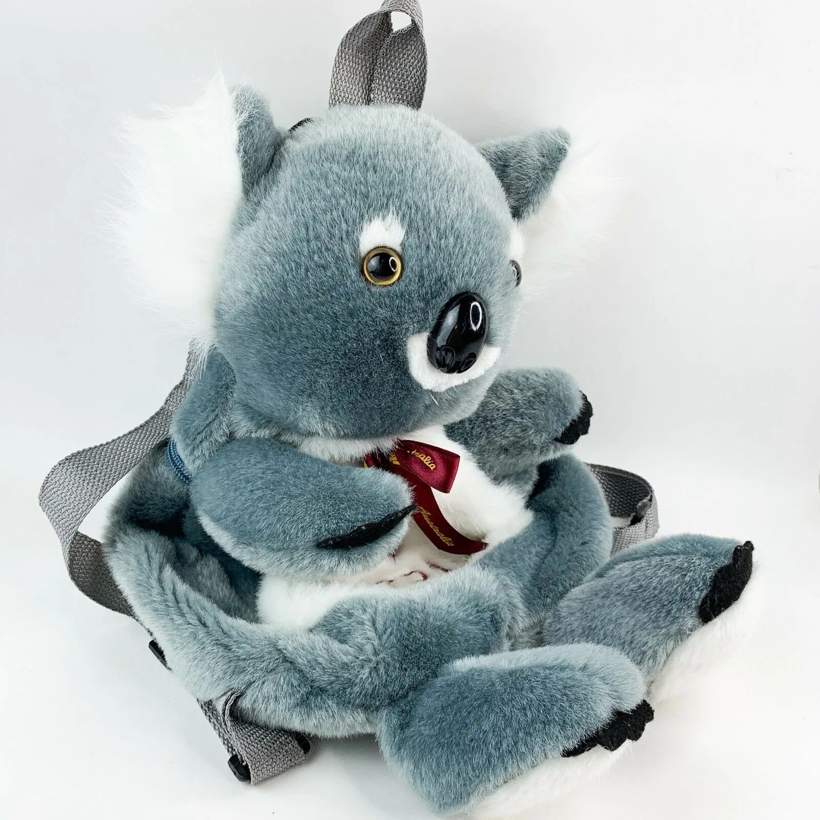 Australia Koala Back Pack Gray White Plush 3D Face Plush Animal Souvenirs