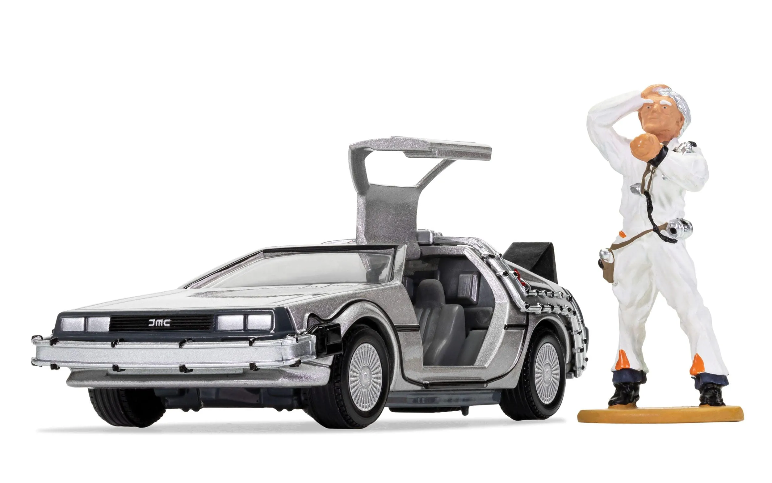 Back to the Future Diecast Model 1/36 DeLorean and Doc Brown Figure