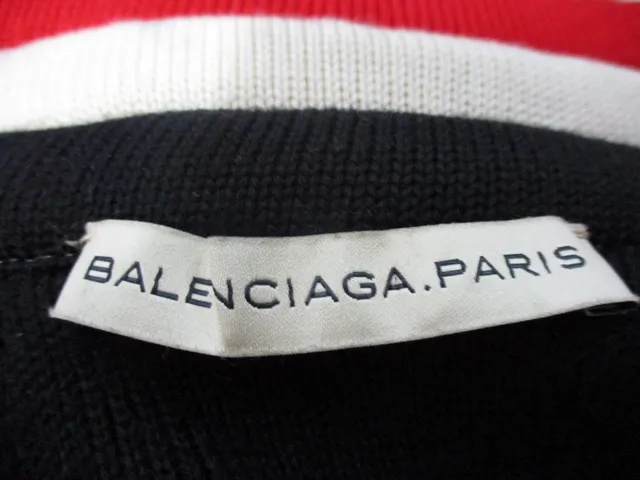 BALENCIAGA PARIS WOOL Sleeveless Knit dress 38 / 6 BLACK RED WHITE