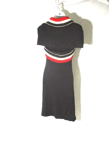 BALENCIAGA PARIS WOOL Sleeveless Knit dress 38 / 6 BLACK RED WHITE