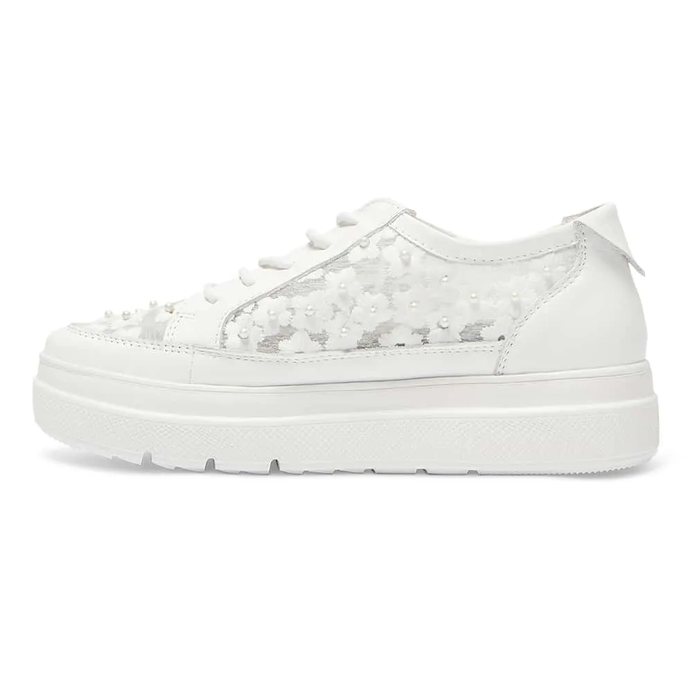 Benny Sneaker in White Pearl Leather