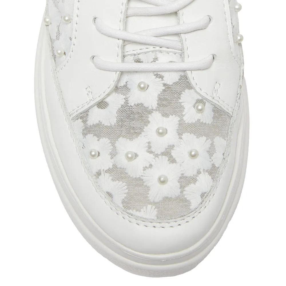 Benny Sneaker in White Pearl Leather