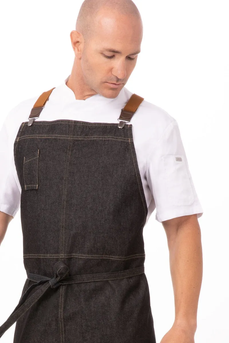 Berkeley Black Denim Chef's Bib Apron