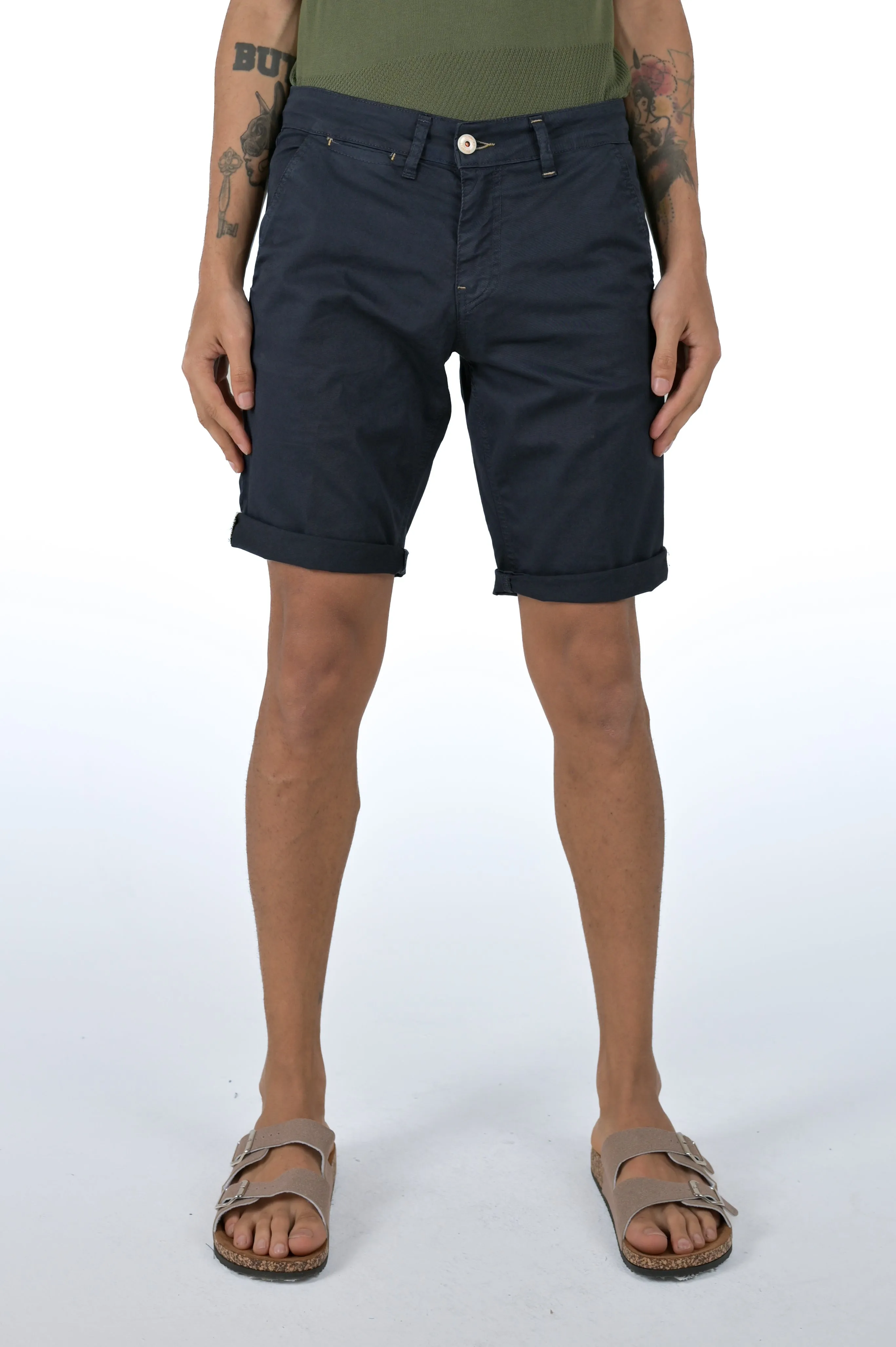 Bermuda in cotone slim Martin Blu SS24