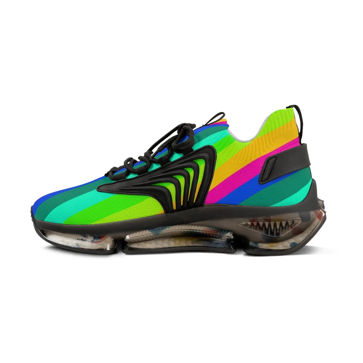 Best Rainbow Striped Men's Shoes, Gay Pride Fun Colorful Best Comfy Men's Mesh Sports Sneakers