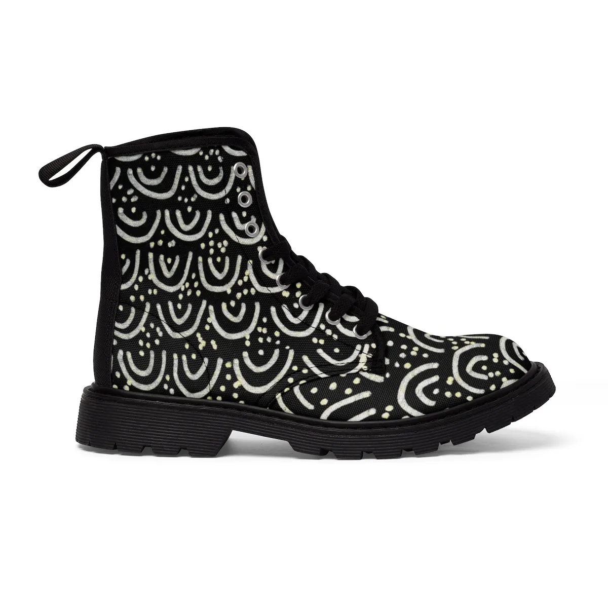 Black Mermaid Men's Winter Boots, Mermaid Scale Print Designer Men's  Boots Shoes