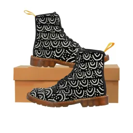 Black Mermaid Men's Winter Boots, Mermaid Scale Print Designer Men's  Boots Shoes