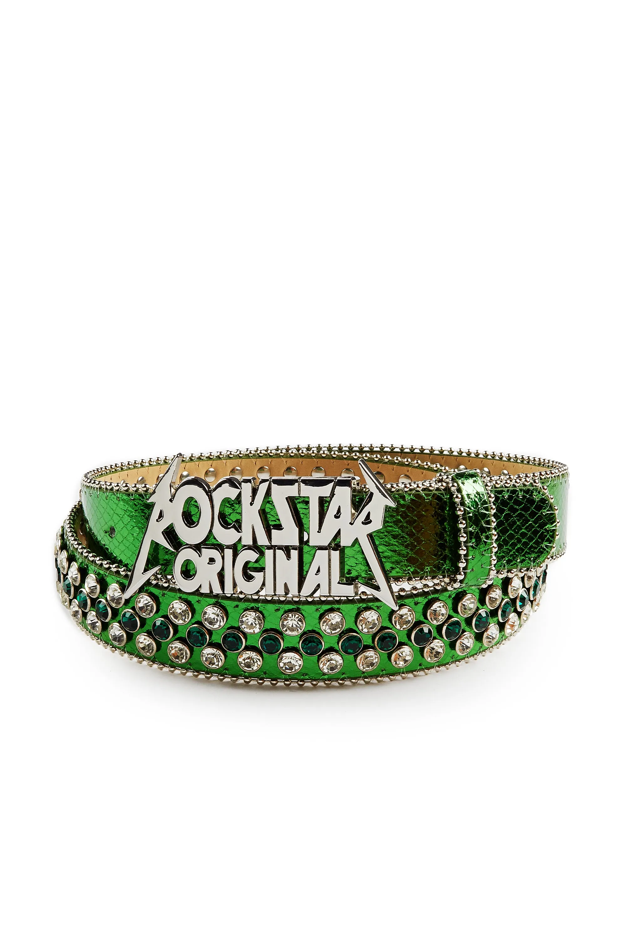 Blaze Rockstar Silver/Green Logo Belt