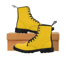 Bright Yellow Men's Boots, Best Solid Color Hiking Boots Winter Laced Up Shoes For Men (US Size: 7-10.5)