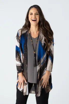 Brushstroke Print Jersey Long Sleeve Kimono