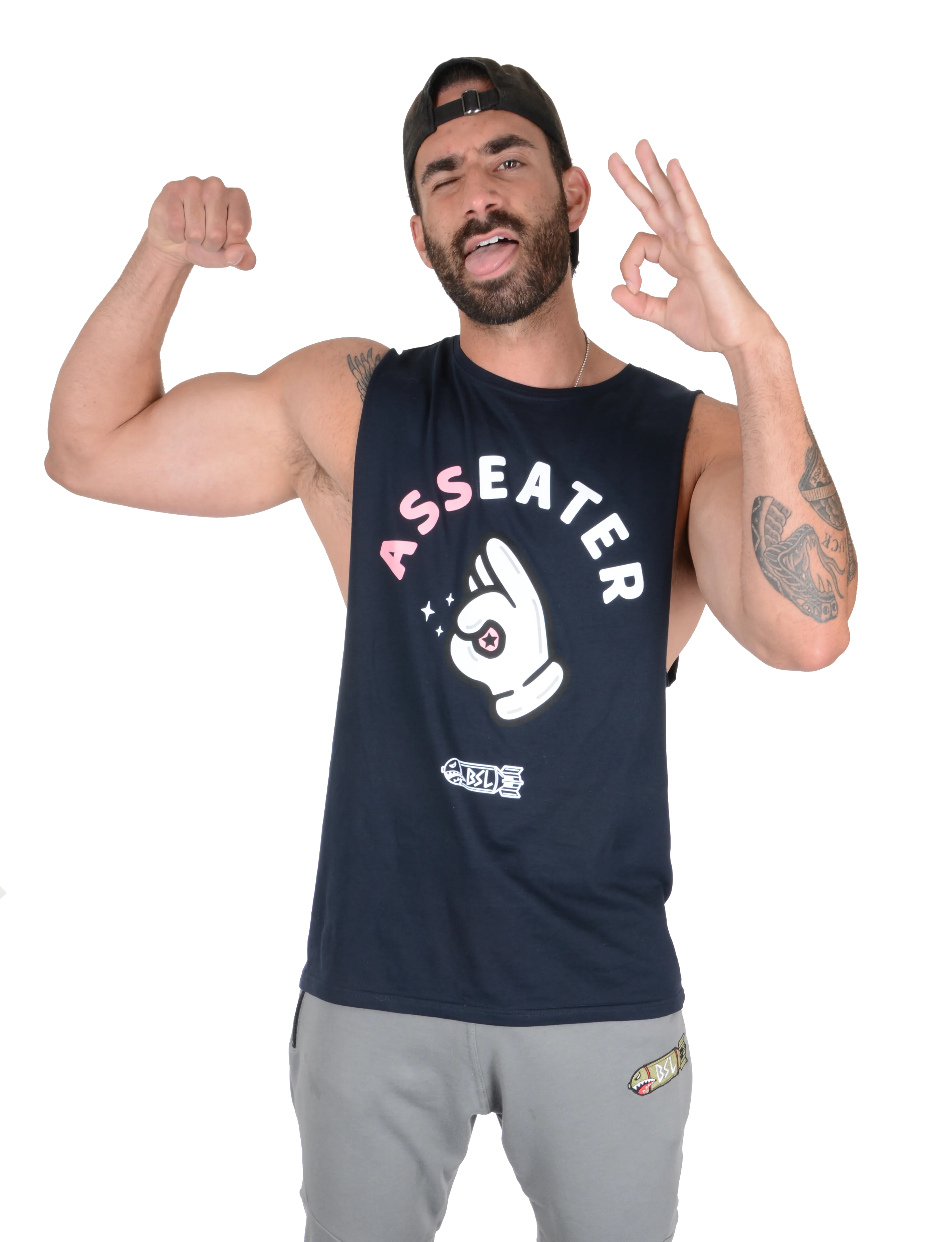 BSL Ass Eater Muscle Tank Cut-Offs - NAVY